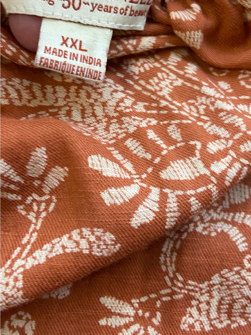 April Cornell Midi Skirt Peacock Floral Peasant Cotton 2XL Terracotta Tiered - Picture 5 of 9